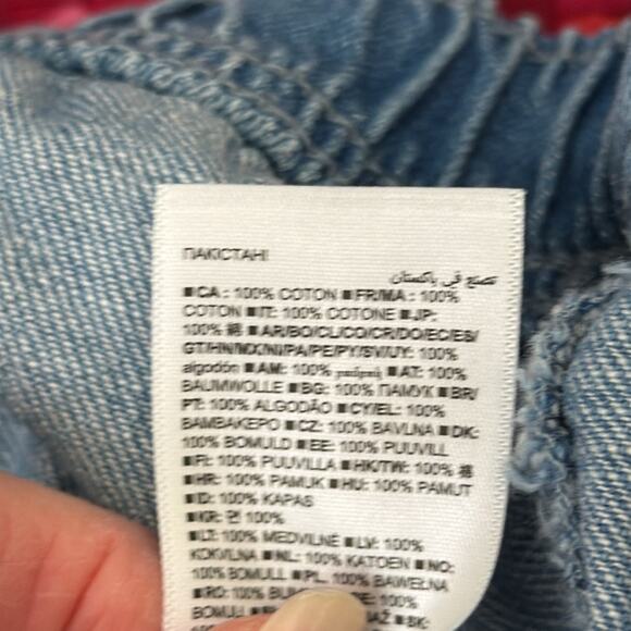 GAP Blue High Rise Elastic Drawstring Waist 100% Cotton Denim Trouser Pants - Picture 5 of 5